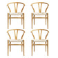 Maud Set of 4 Dining Chair Wooden Rattan Wishbone - Natural