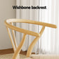 Maud Set of 4 Dining Chair Wooden Rattan Wishbone - Natural