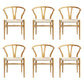 Maud Set of 6 Dining Chair Wooden Rattan Wishbone - Natural