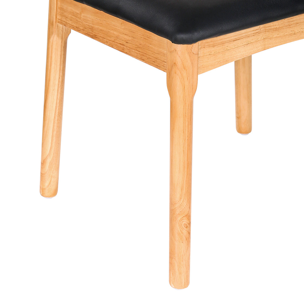 Esme Dining Chair Rubber Wood Leather Seat - Pine & Black