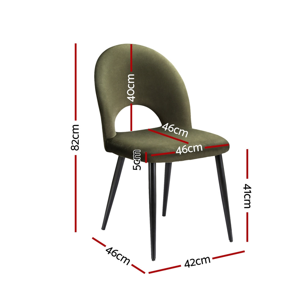 Rosie Set of 2 Dining Chairs Velvet Hollow - Green