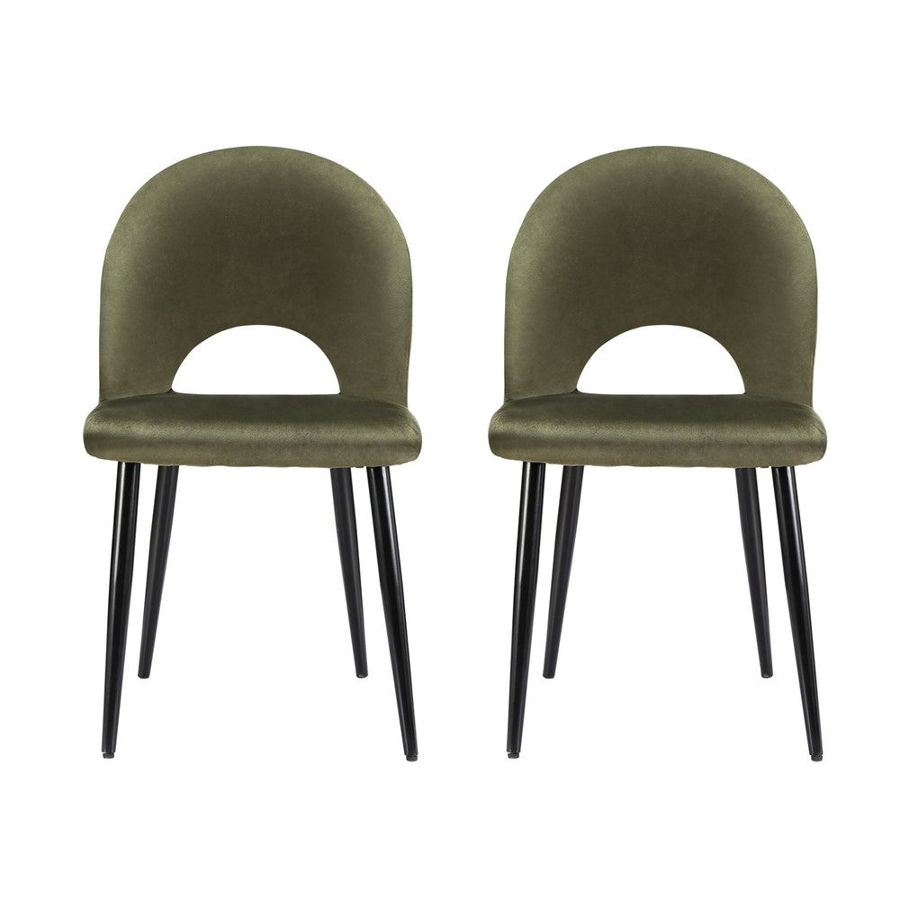 Rosie Set of 2 Dining Chairs Velvet Hollow - Green