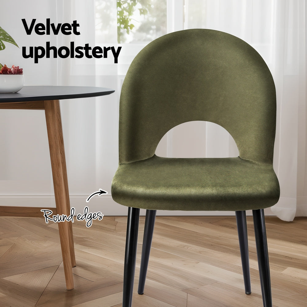 Rosie Set of 2 Dining Chairs Velvet Hollow - Green