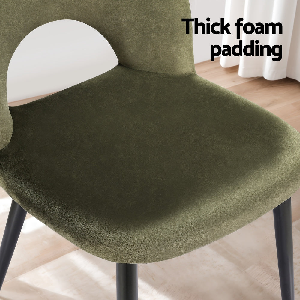 Rosie Set of 2 Dining Chairs Velvet Hollow - Green