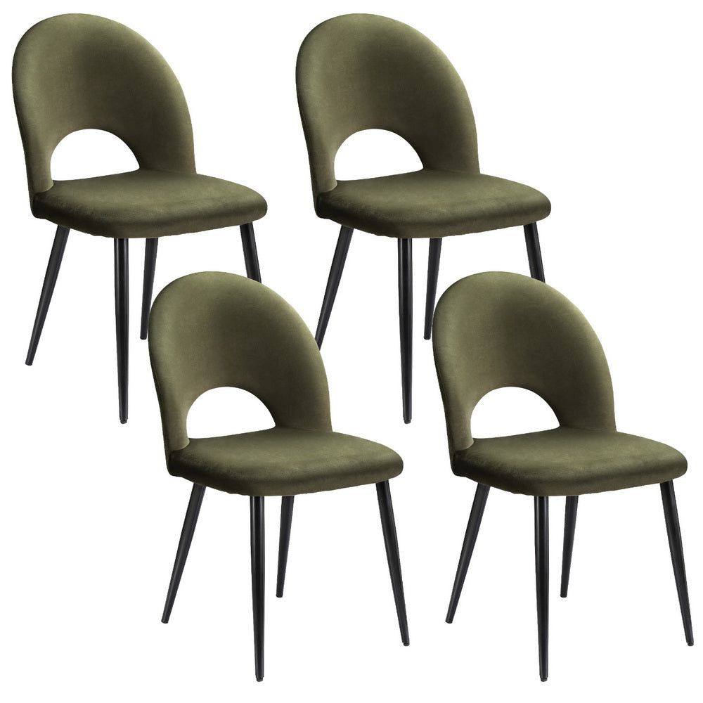 Rosie Set of 4 Dining Chairs Velvet Hollow - Green