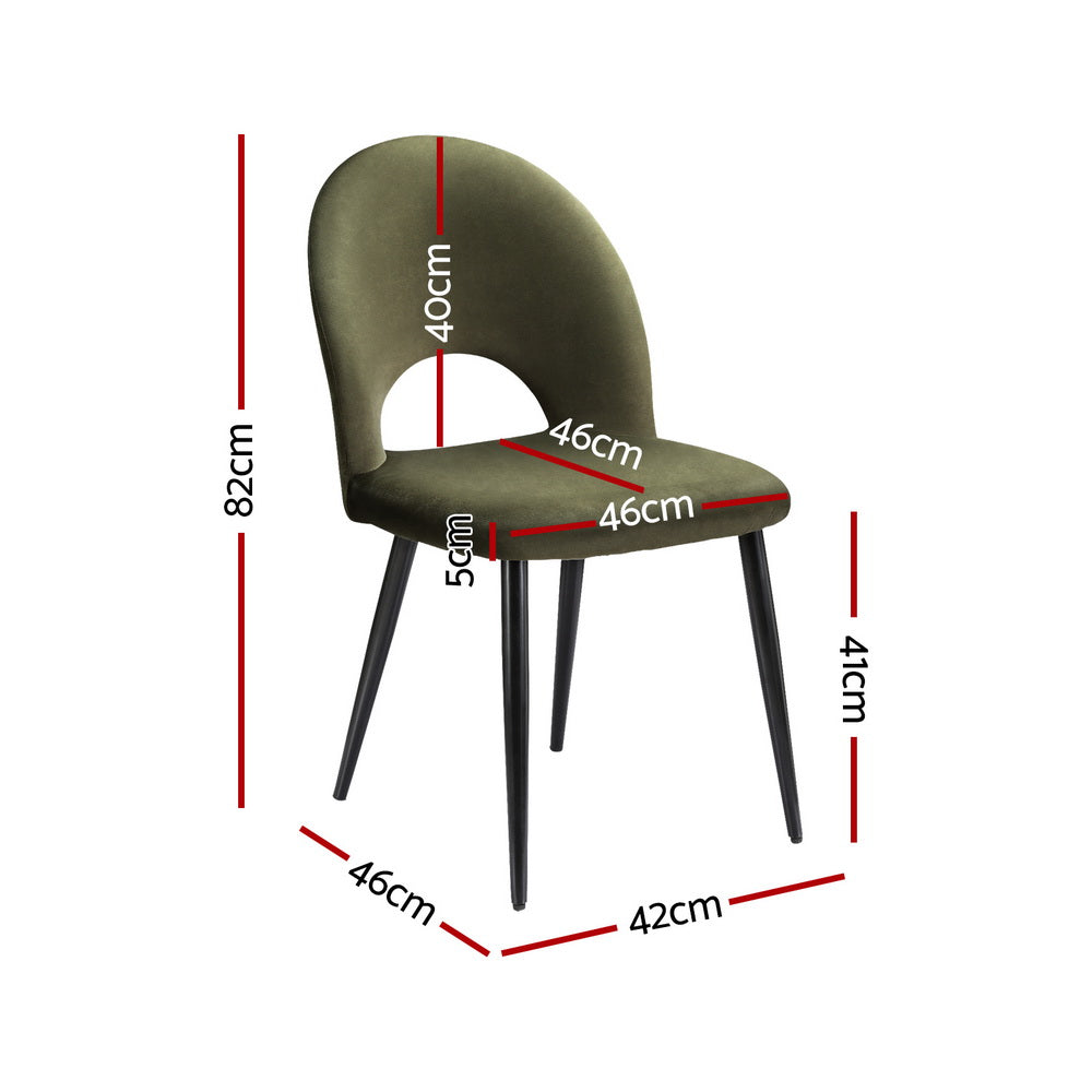 Rosie Set of 4 Dining Chairs Velvet Hollow - Green