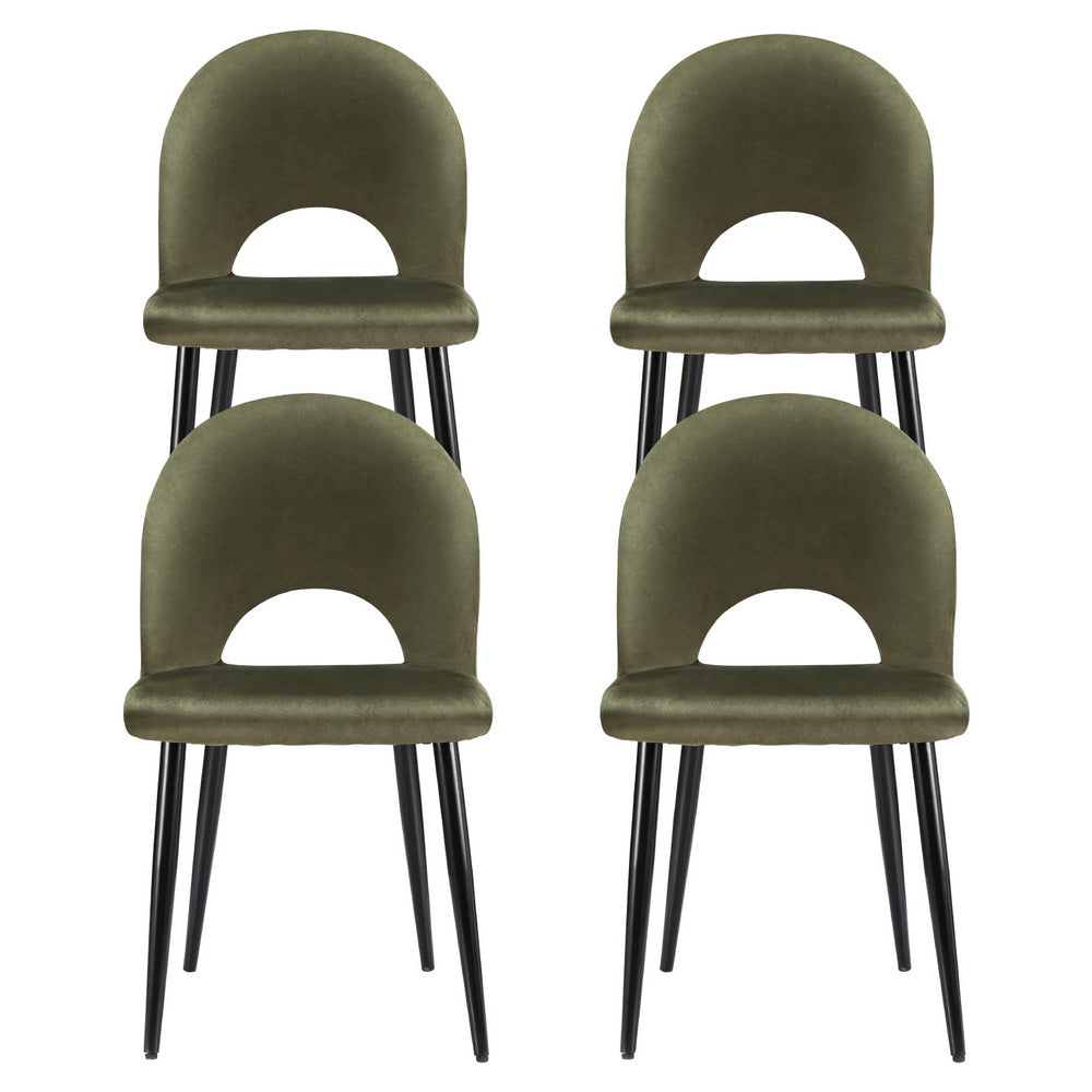 Rosie Set of 4 Dining Chairs Velvet Hollow - Green