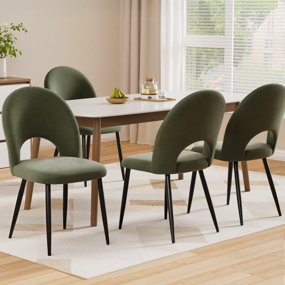 Rosie Set of 4 Dining Chairs Velvet Hollow - Green