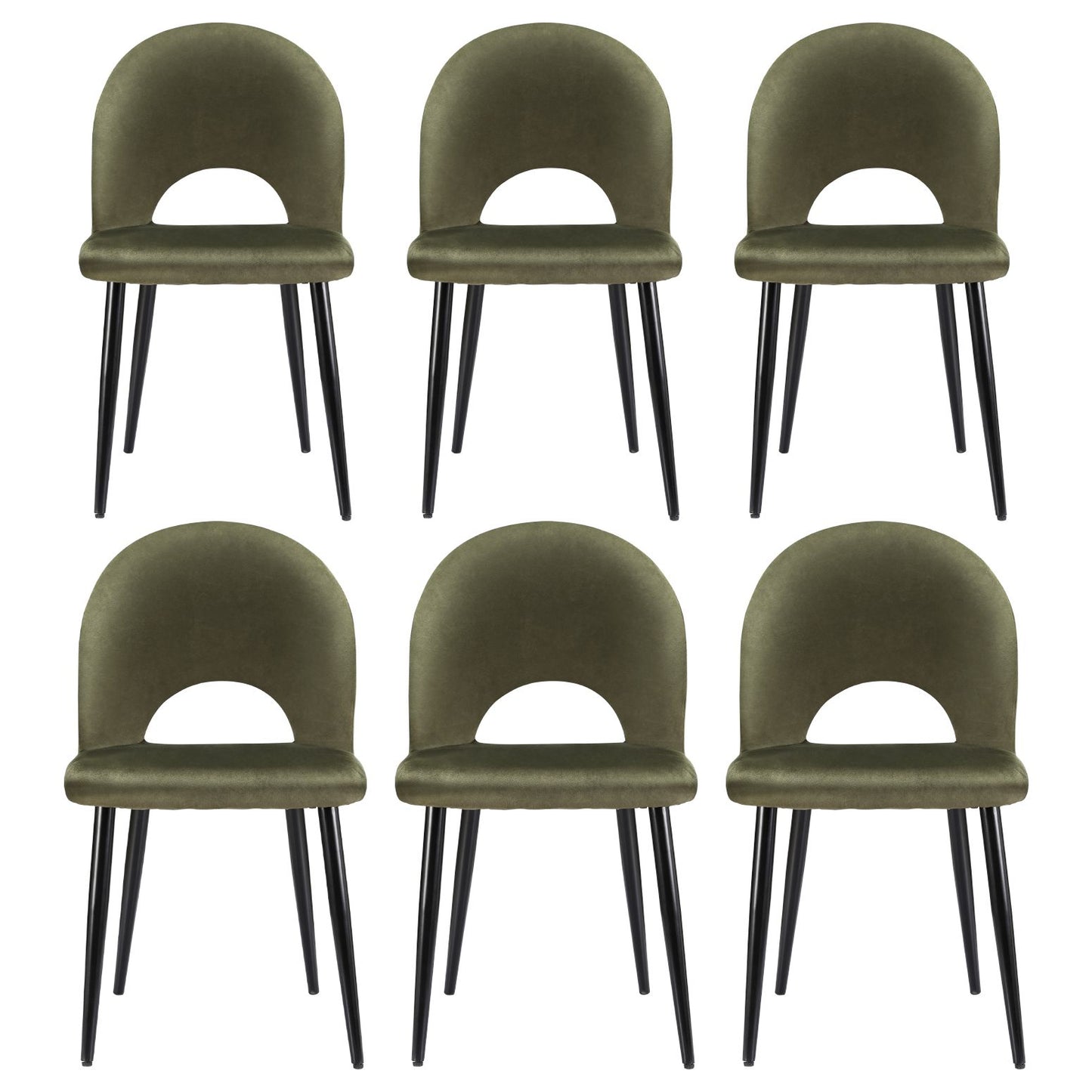 Rosie Set of 6 Dining Chairs Velvet Hollow - Green