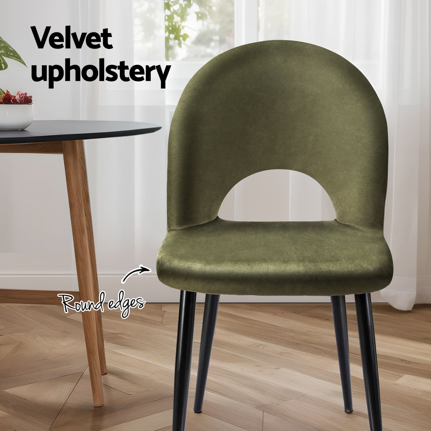 Rosie Set of 6 Dining Chairs Velvet Hollow - Green