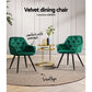 Everly Set of 2 Dining Chairs Velvet Diamond Tufted Armchair - Green