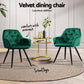 Everly Set of 4 Dining Chairs Velvet Diamond Tufted Armchair - Green