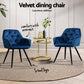 Everly Set of 4 Dining Chairs Velvet Diamond Tufted Armchair - Blue