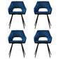 Piper Set of 4 Dining Chairs Velvet Hollow Armchair - Blue
