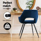 Piper Set of 4 Dining Chairs Velvet Hollow Armchair - Blue