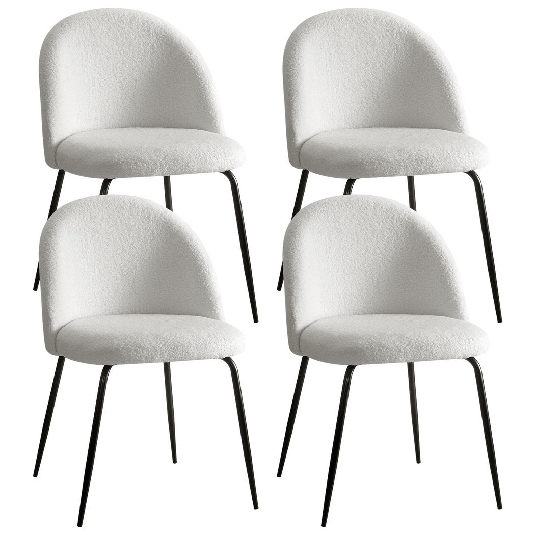 Addison Set of 4 Dining Chairs Sherpa Boucle - White