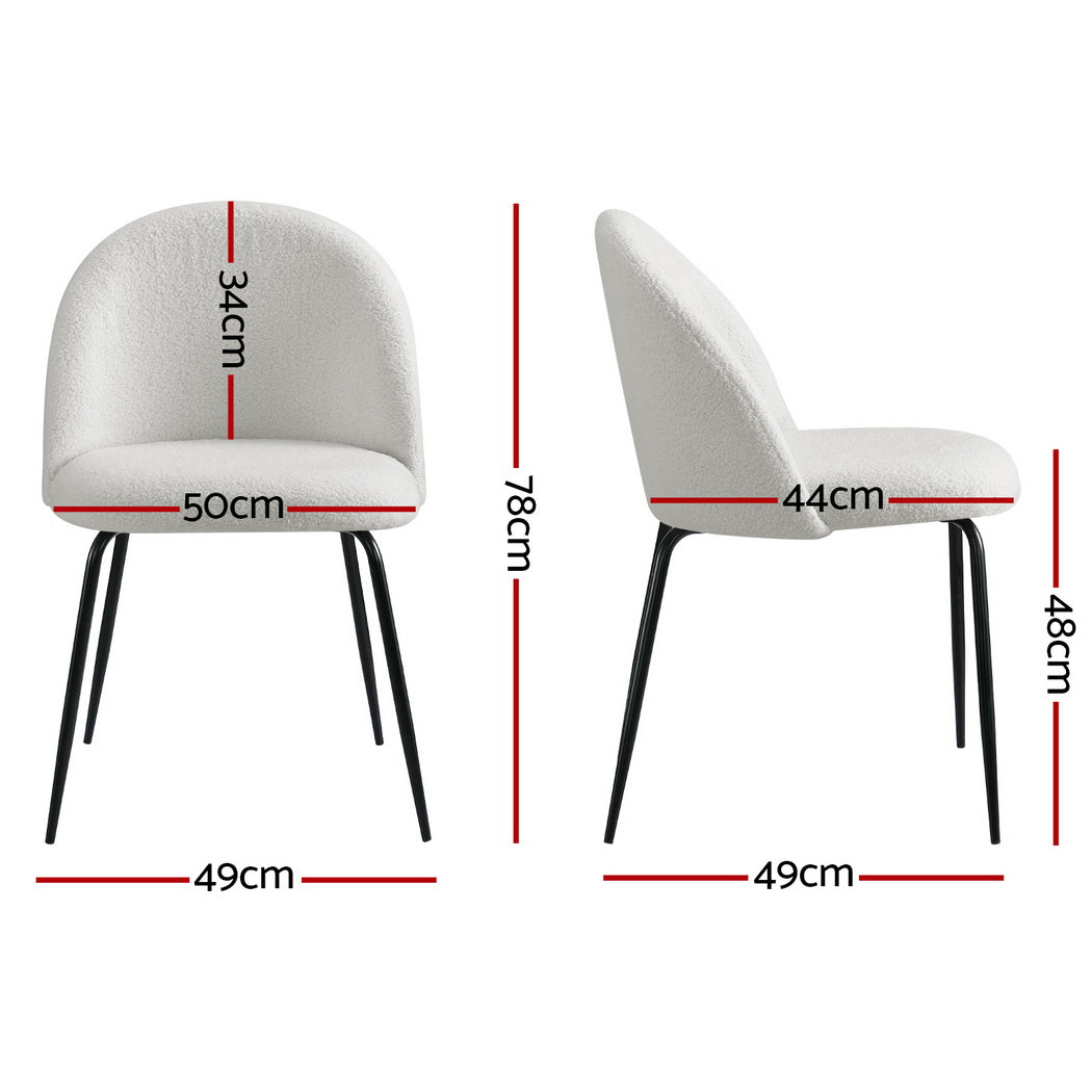 Addison Set of 4 Dining Chairs Sherpa Boucle - White