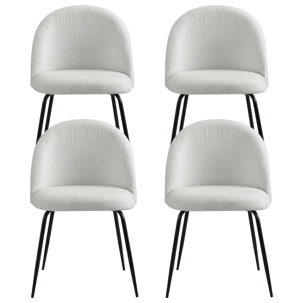 Addison Set of 4 Dining Chairs Sherpa Boucle - White