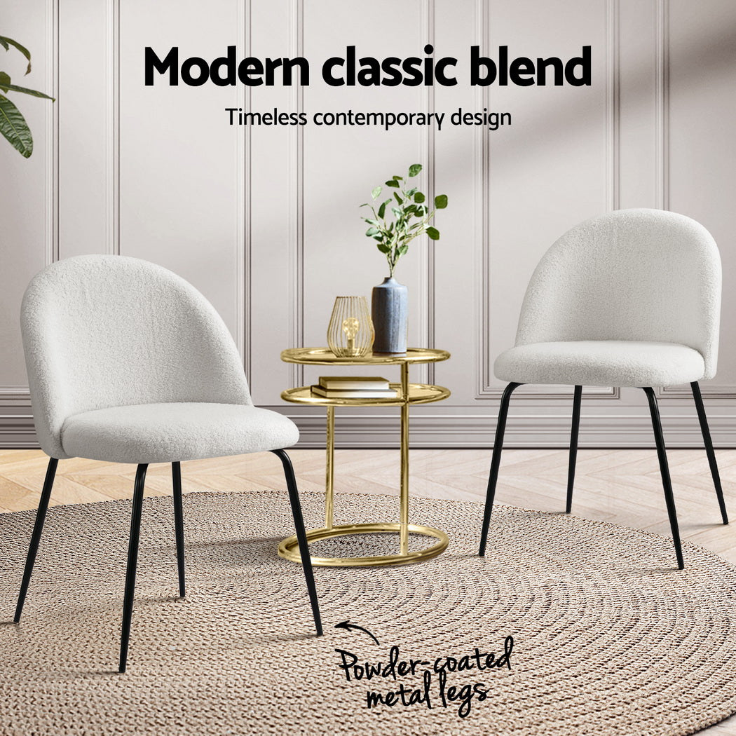 Addison Set of 4 Dining Chairs Sherpa Boucle - White