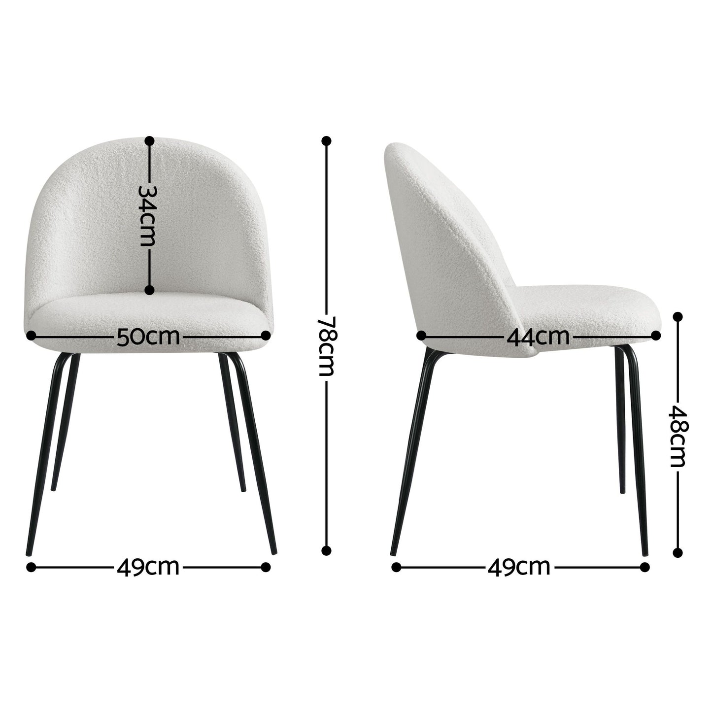 Addison Set of 6 Dining Chairs Sherpa Boucle - White