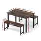 3-Piece Ennio Dark Walnut Dining Table & Chair Set Kitchen Metal Desk Bench