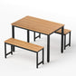 3-Piece Ennio Natural Oak Dining Table & Chair Set Kitchen Metal Desk Bench