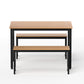 3-Piece Ennio Natural Oak Dining Table & Chair Set Kitchen Metal Desk Bench