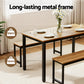 3-Piece Ennio Natural Oak Dining Table & Chair Set Kitchen Metal Desk Bench