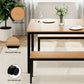 3-Piece Ennio Natural Oak Dining Table & Chair Set Kitchen Metal Desk Bench