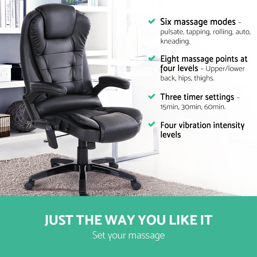 Thrym Massage Office Chair 8 Point PU Leather - Black