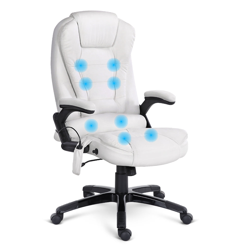 Thrym Massage Office Chair 8 Point PU Leather - White