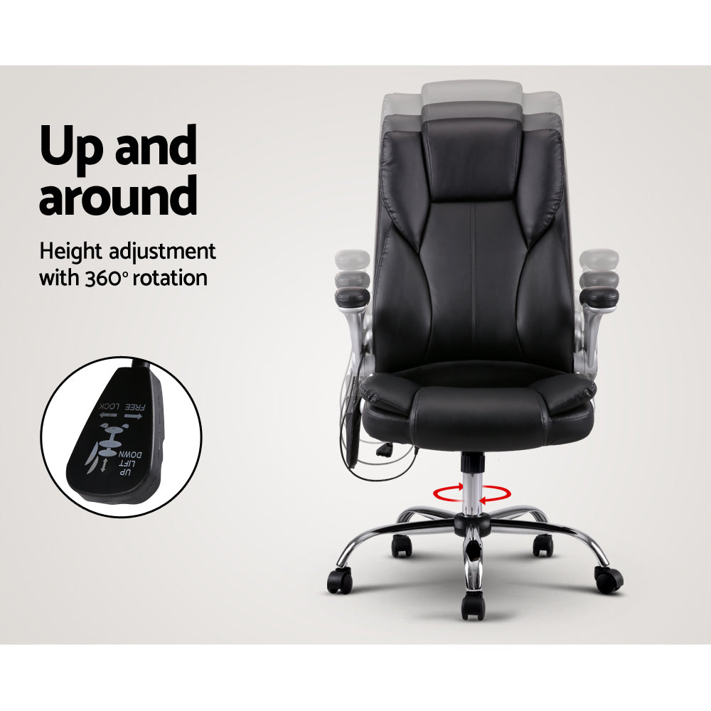 Kai Massage Office Chair 8 Point PU Leather - Black
