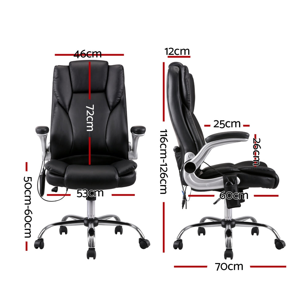 Artiss 8 Point Massage Office Chair Pu Leather Black