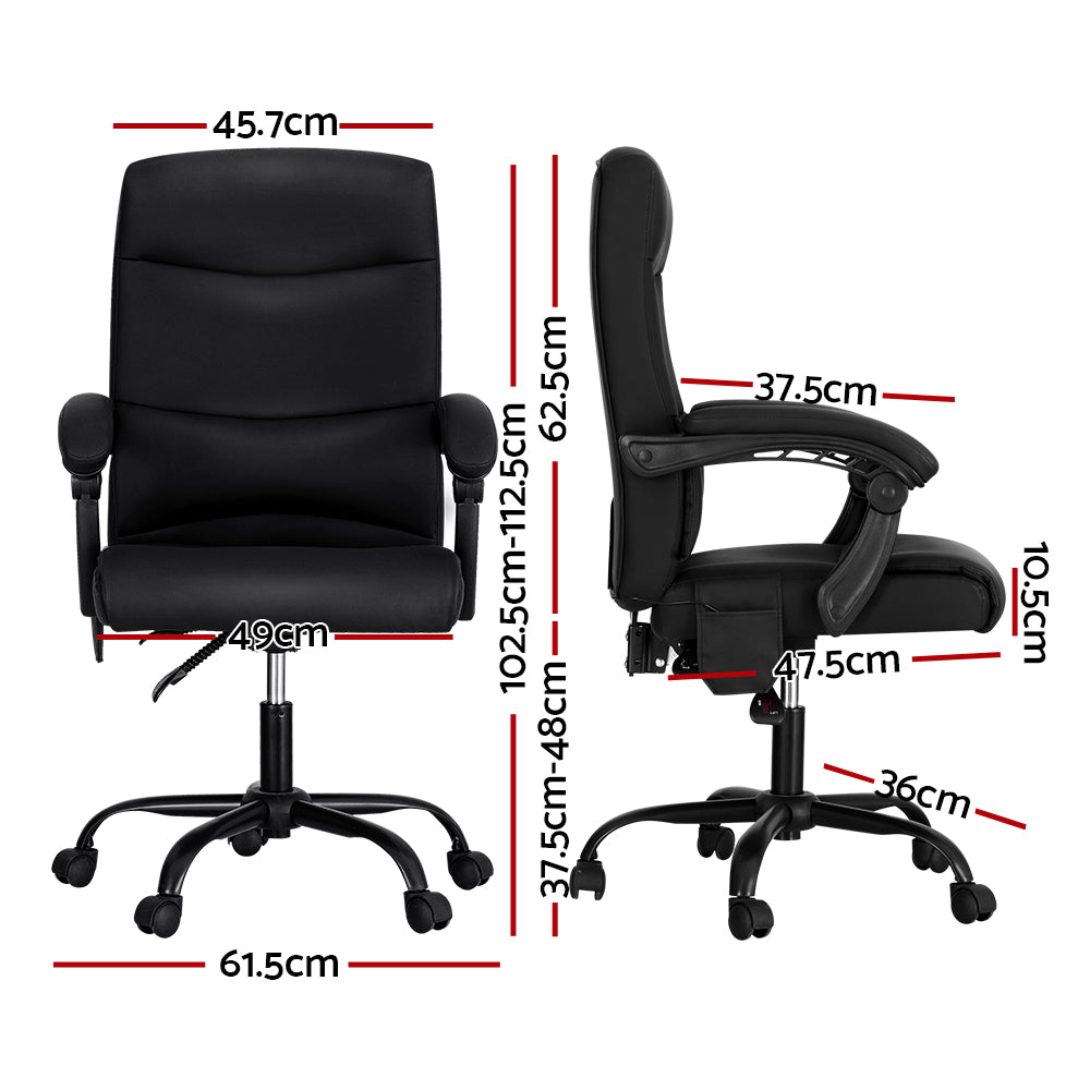 Artiss 2 Point Massage Office Chair Pu Leather Black