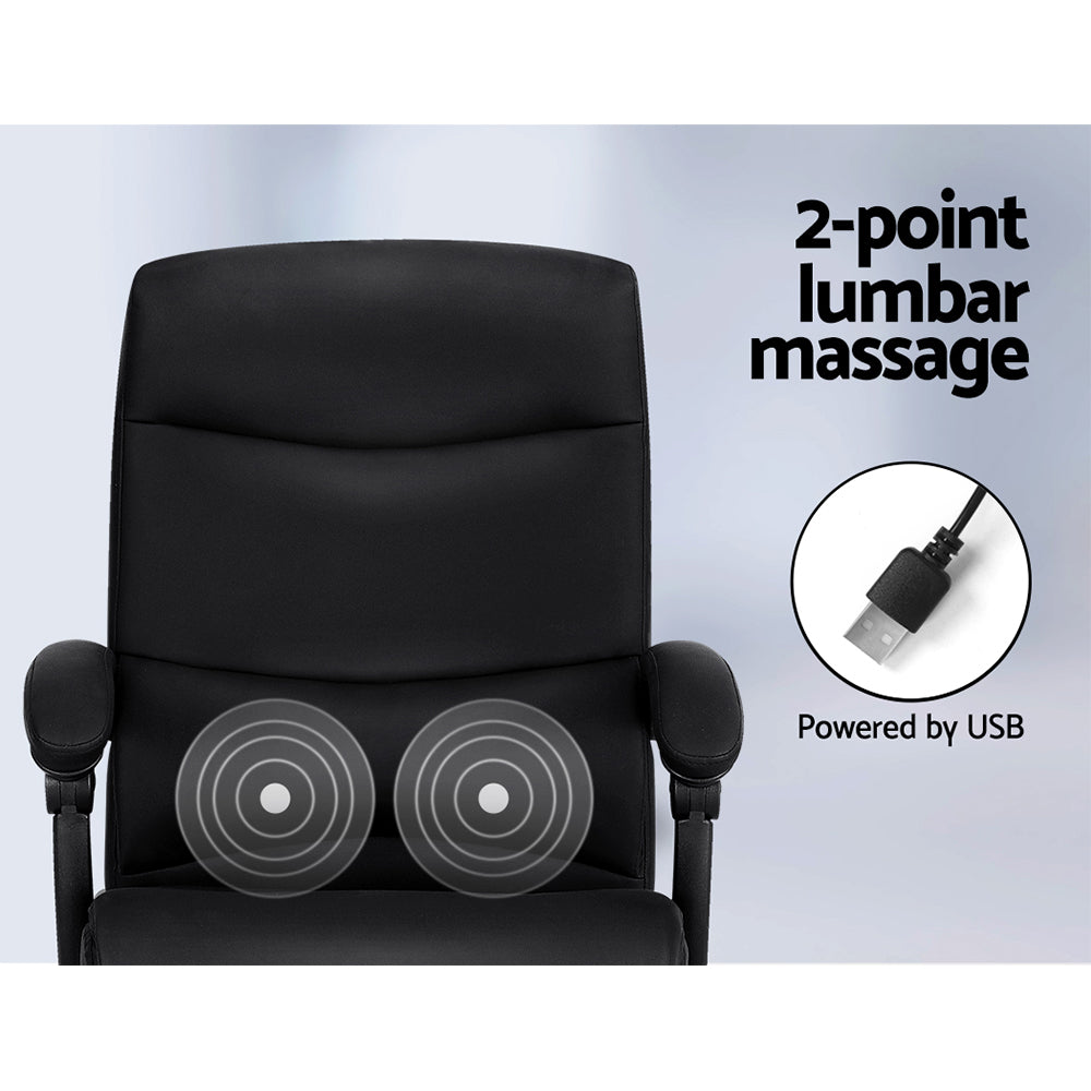 Artiss 2 Point Massage Office Chair Pu Leather Black