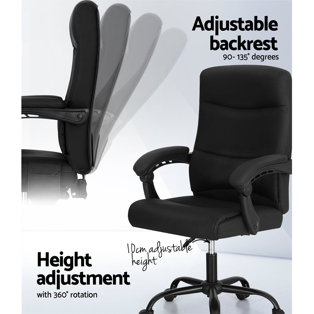 Artiss 2 Point Massage Office Chair Pu Leather Black