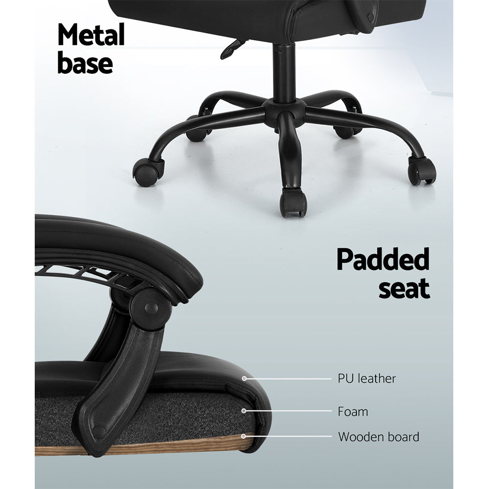 Artiss 2 Point Massage Office Chair Pu Leather Black