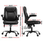 Artiss 2 Point Massage Office Chair Leather Mid Back Black