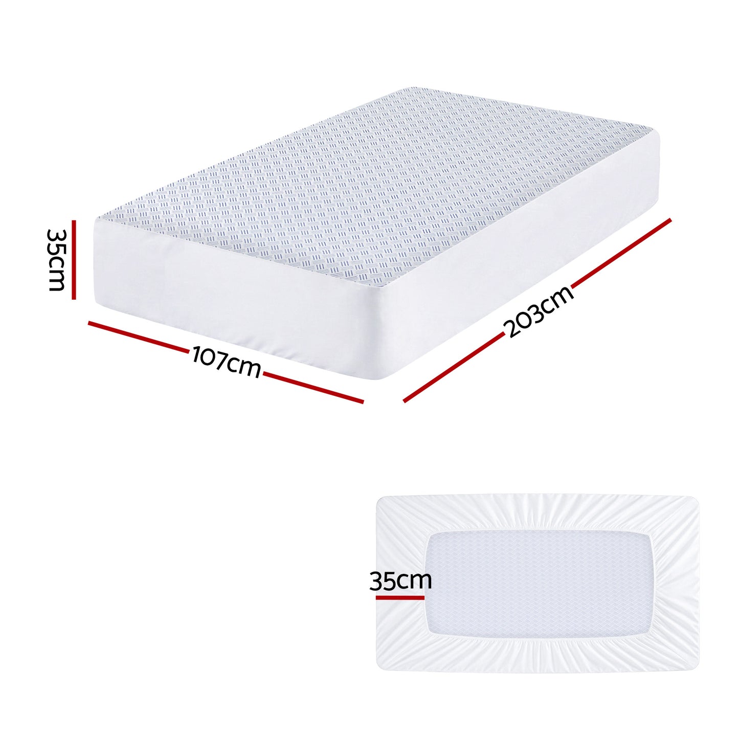 King Single Giselle Cooling Mattress Protector Waterproof Deep Pocket Fitted Cover