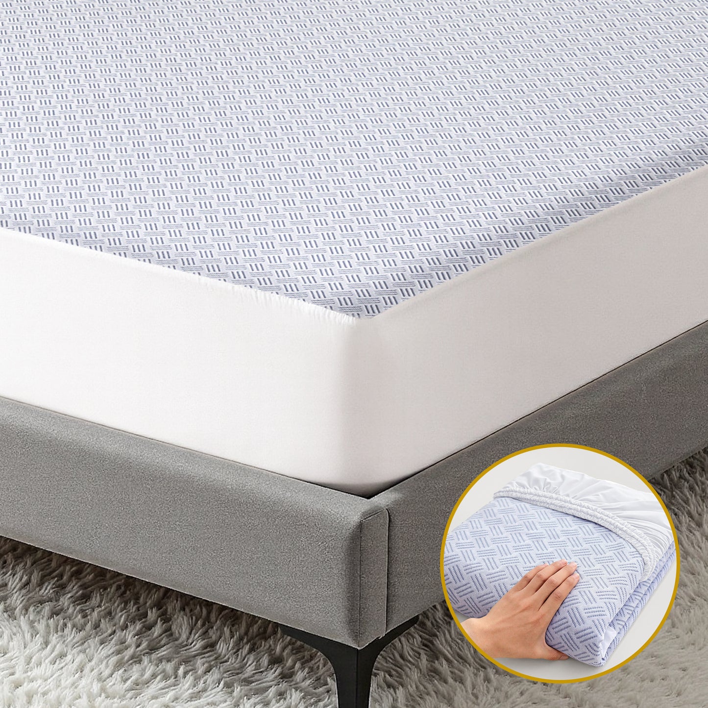 King Single Giselle Cooling Mattress Protector Waterproof Deep Pocket Fitted Cover