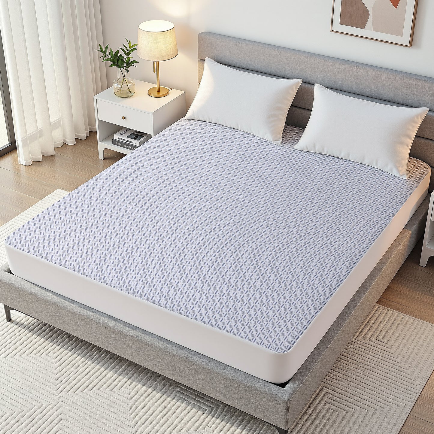 Queen Giselle Cooling Mattress Protector Waterproof Deep Pocket Fitted Cover