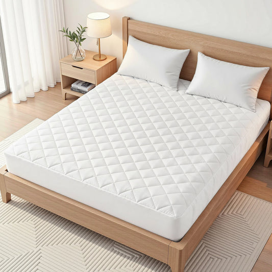 King Giselle Waterproof Mattress Protector 100% Cotton Quilted Fitted Cover