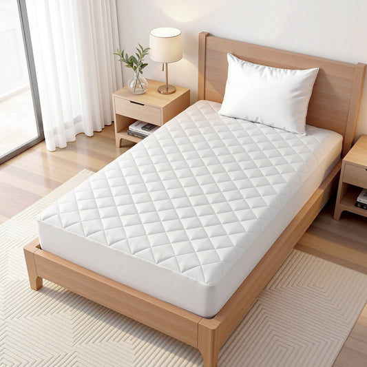 Single Giselle Waterproof Mattress Protector 100% Cotton Quilted Fitted Cover