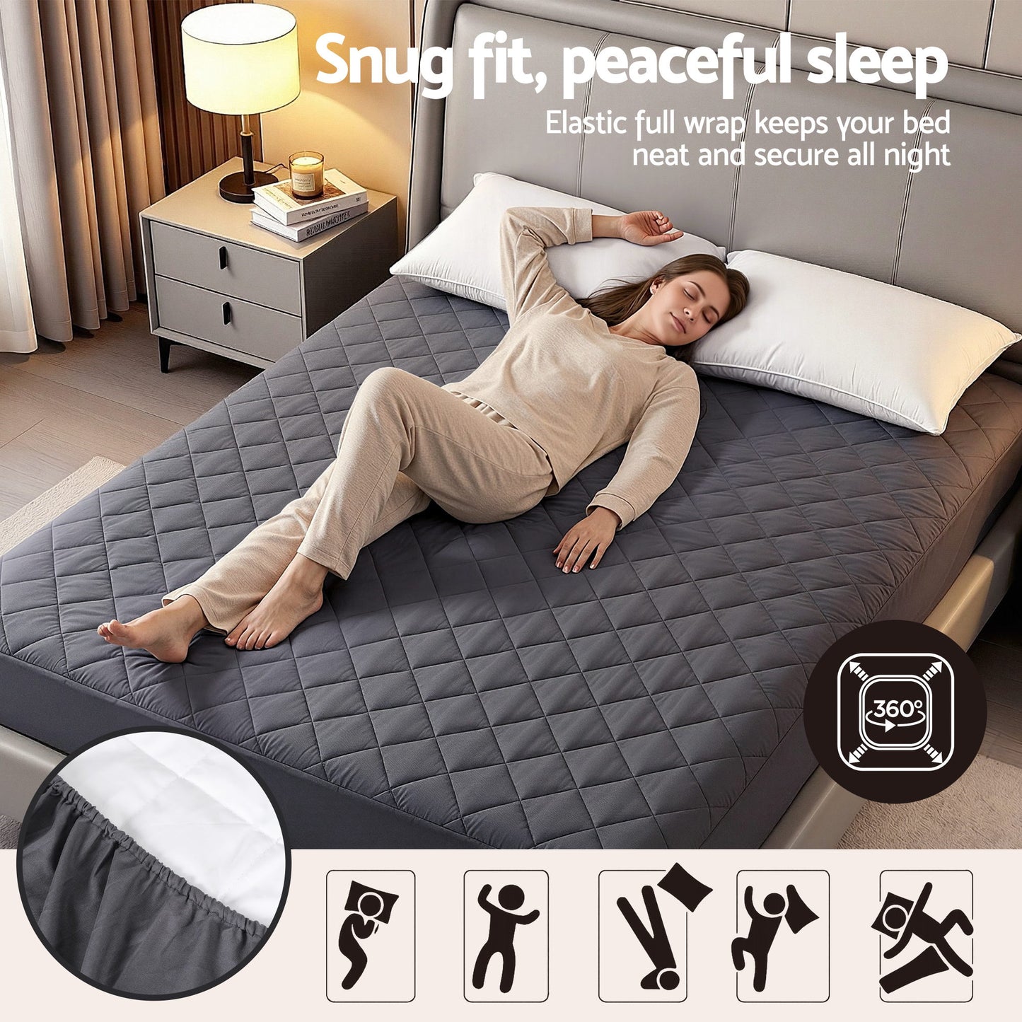 Double Giselle Water-Resistant Mattress Protector Microfiber 360° Fit