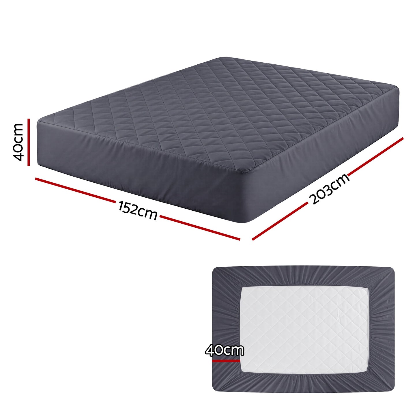 Queen Giselle Water-Resistant Mattress Protector Microfiber 360° Fit