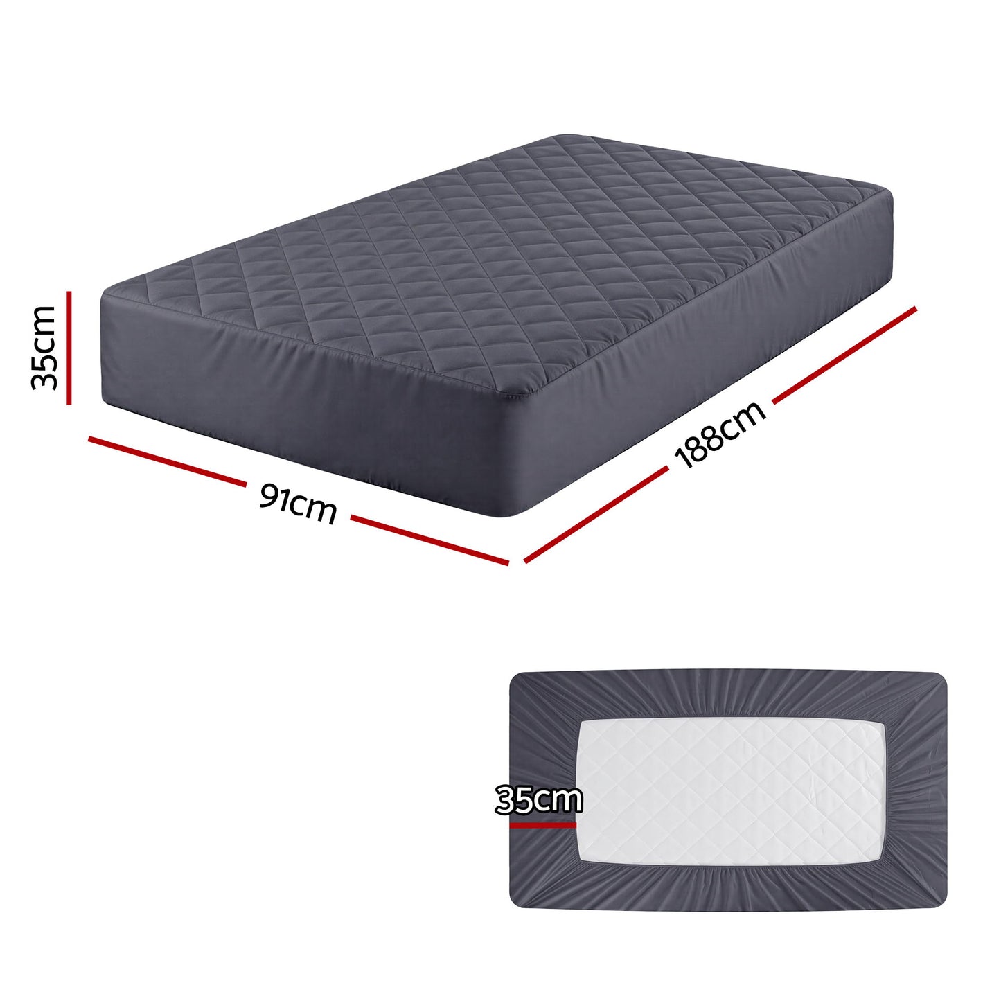 Single Giselle Water-Resistant Mattress Protector Microfiber 35cm 360° Fit