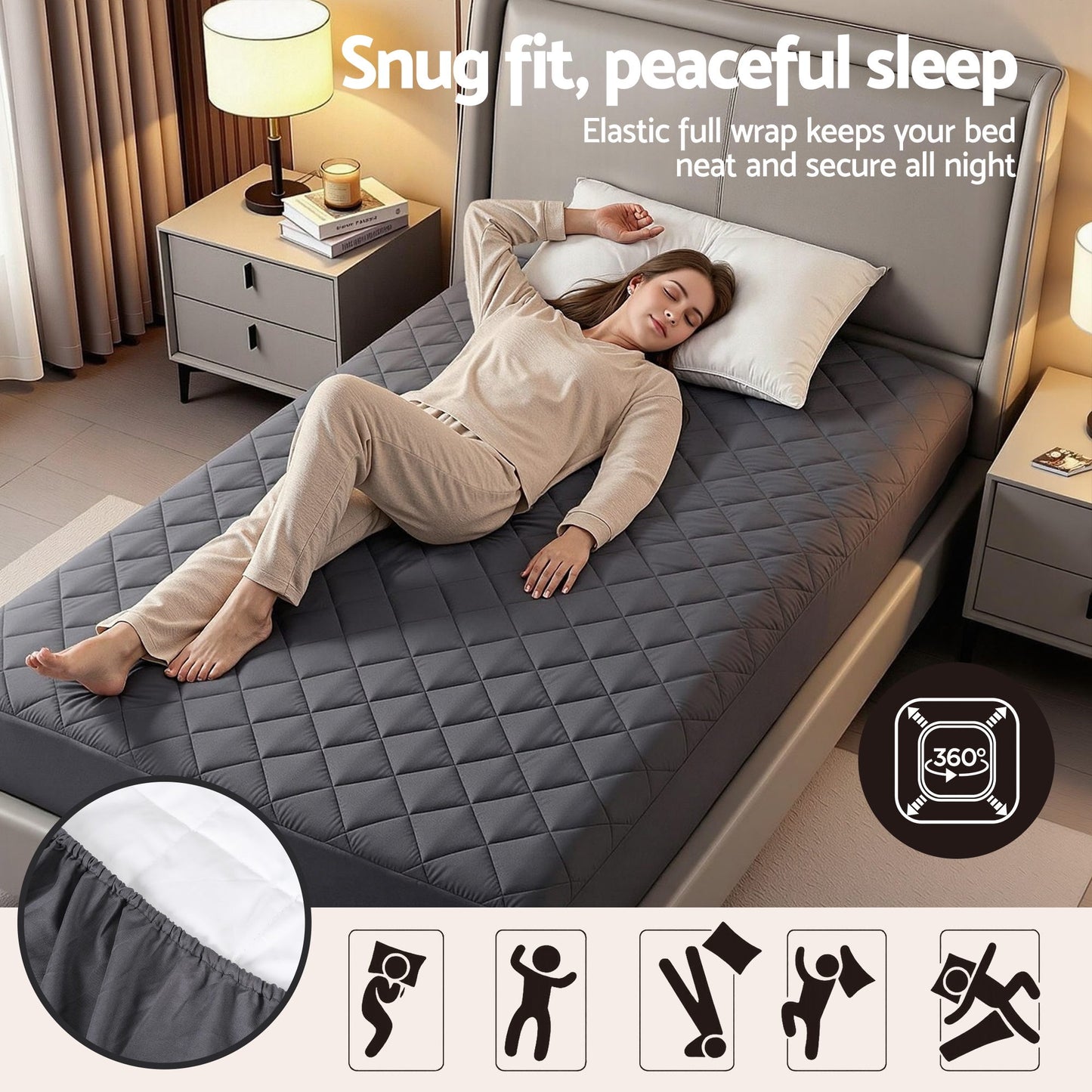 Single Giselle Water-Resistant Mattress Protector Microfiber 35cm 360° Fit