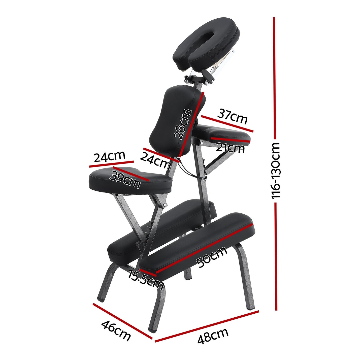 Portable Massage Chair Lightweight Folding Tattoo Lash Beauty Bed - Black