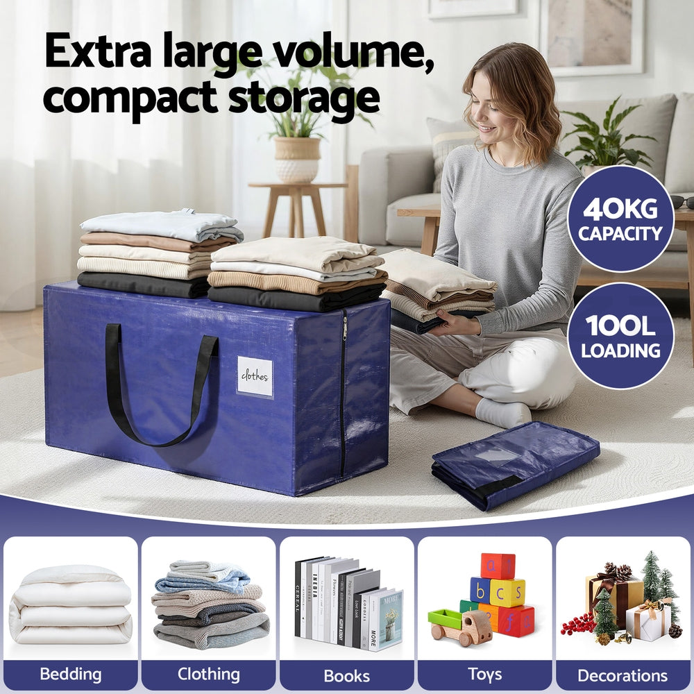 Large Artiss Heavy Duty Waterproof Backpack Straps Storage Totes 5 Pack - Blue