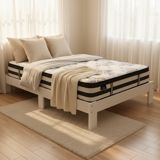 Marble Bed & Mattress Package - White Single
